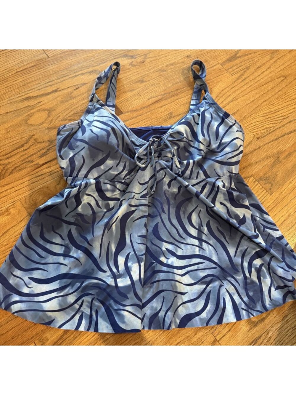 SUNSETS WOMENS BLUE TANKINI SWIM BATHING SUIT TOP SIZE 14